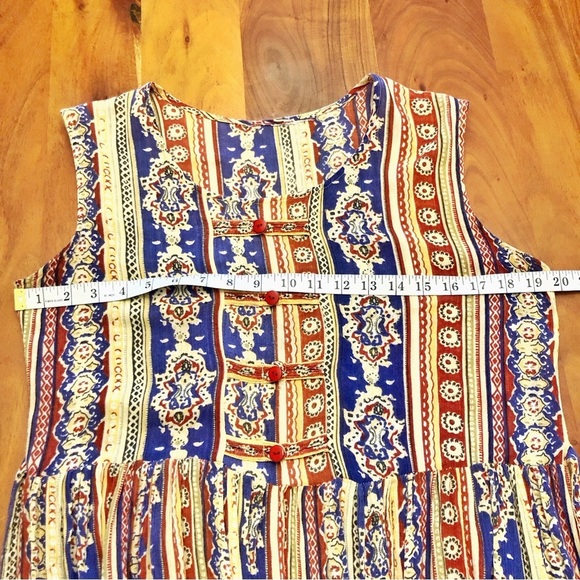 Vintage Rear Boho Pattern Hippie Floral Cottagecore Colorful Festival Maxi Dress - Picture 9 of 13